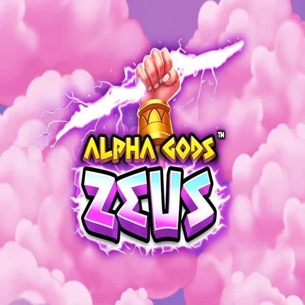 Alpha Gods Zeus slot logo by PearFiction Studios at Vanguards Casino